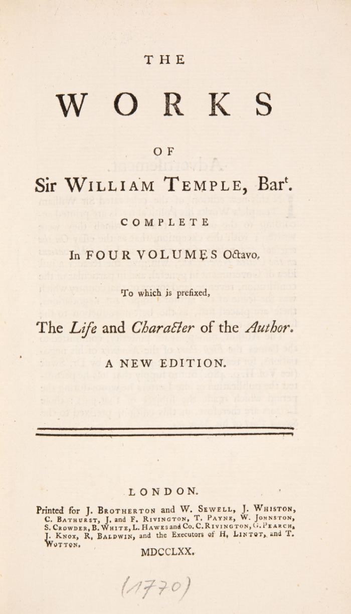 The works. Complete in four volumes octavo, to which is prefixed the life and character of the author. A new edition. 4 Bde.