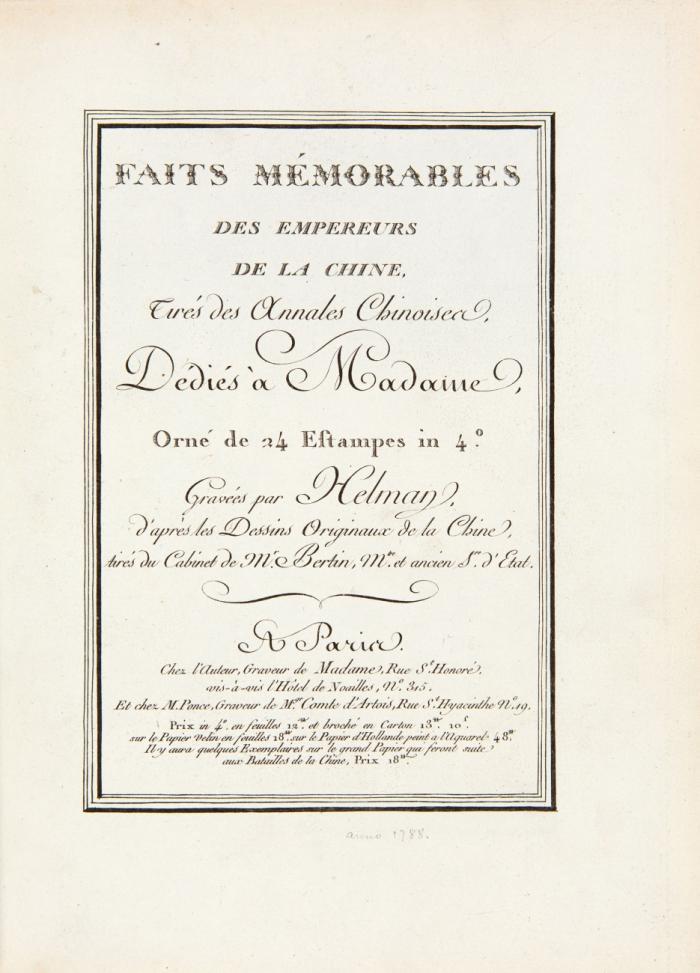 Faits mémorables des empereurs de la Chine, tirés des annales chinoises./ Abrégé historique des principaux traits de la vie de Confucius./ 2 Teile in 1 Band.