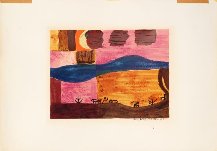 LANDSCHAFTSSTIMMUNG IN VIOLETT, BLAU UND ORANGE