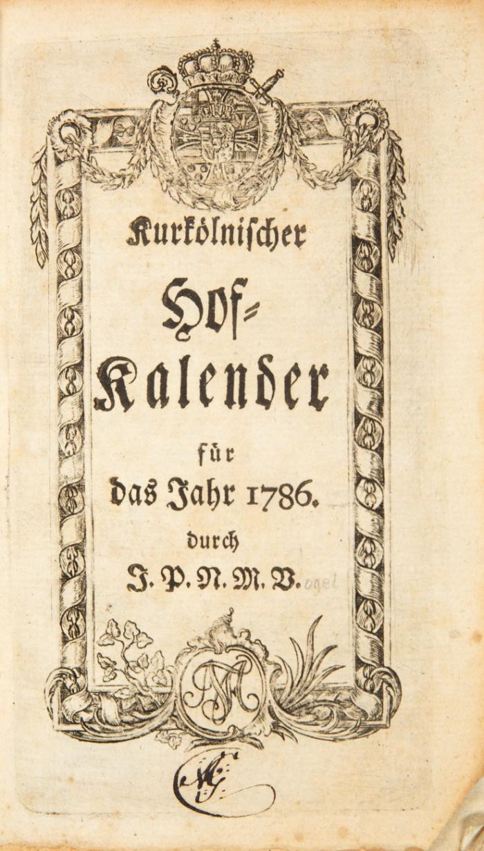 Kurkölnischer Hof-Kalender für das Jahr 1786.