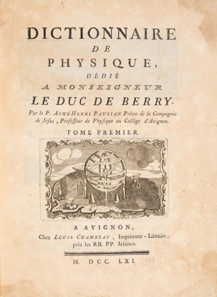 Dictionnaire de physique, dédié a Monseigneur le duc de Berry. 3 Bde.