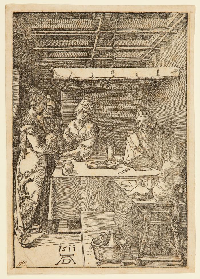 Die Herodias empfängt das Haupt des Johannes.