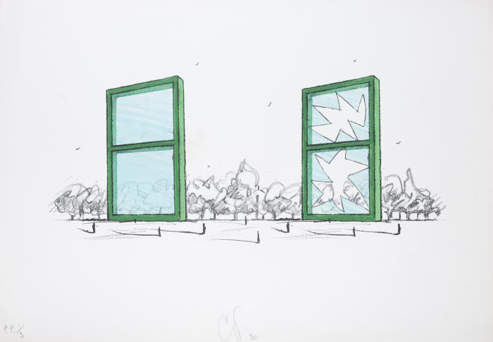 Proposal for a Civic Monument in Form of Two Windows