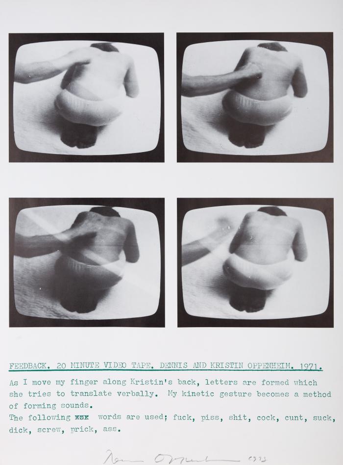 Feedback 20 minute video tape... 1971 / Objectified counter forces... July 1971 / Identity transfer... September 1970