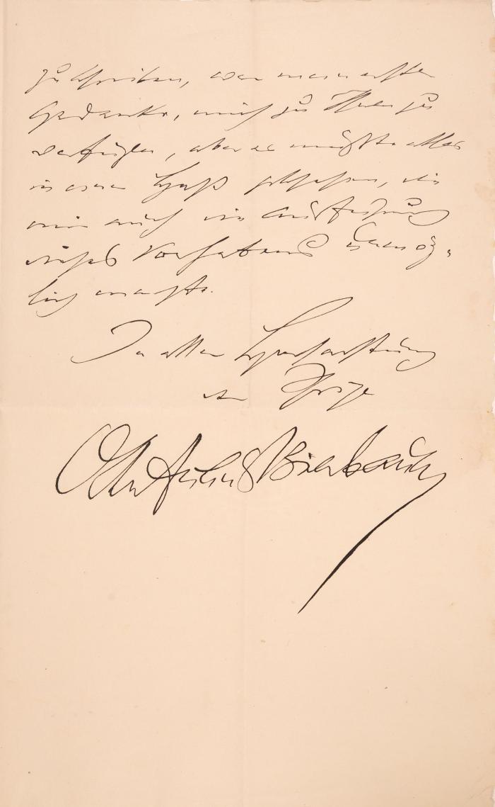 O. J. Bierbaum. Eigenh. Brief mit U. Wien, 10.X.1902.