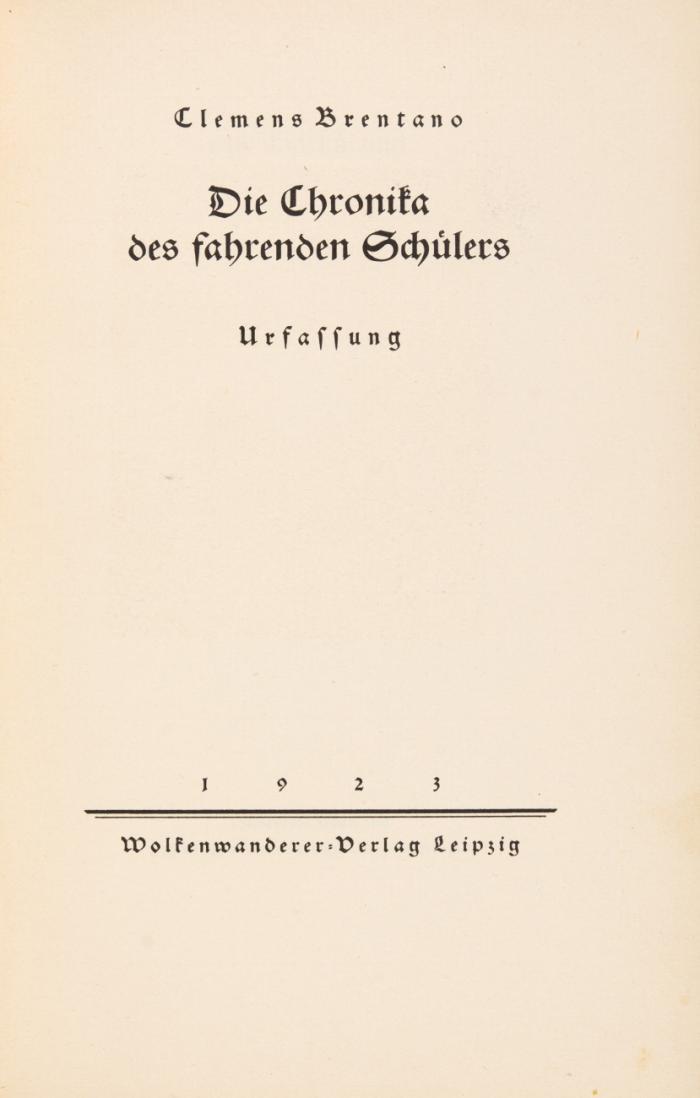 Die Chronika des fahrenden Schülers. Urfassung.