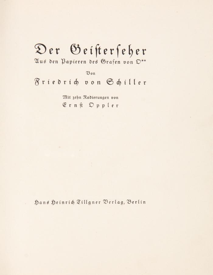 Der Geisterseher. Aus den Papieren des Grafen von O.