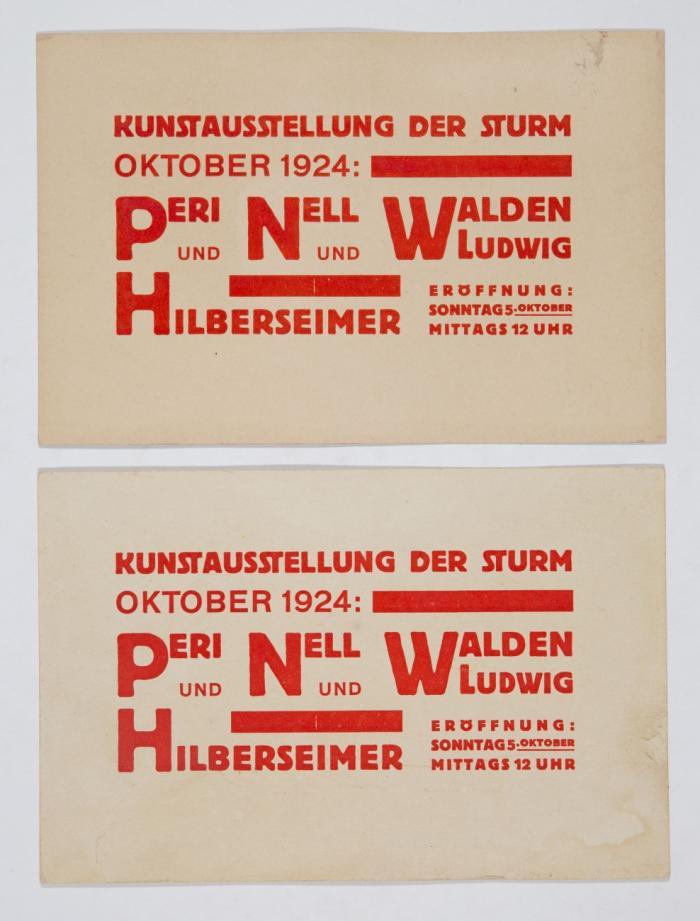 DER STURM
2 Einladungskarten der Kunstausstellung „Der Sturm“ [hrsg. v. Herwarth Walden].