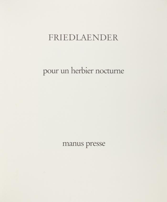 Pour un herbier nocturne.