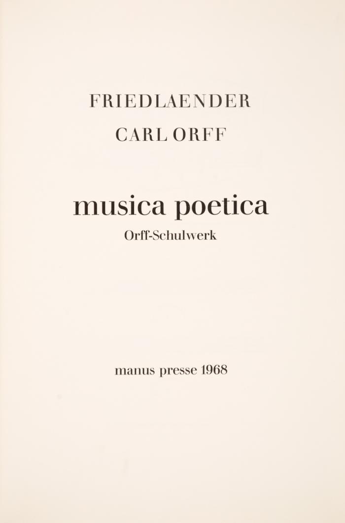 Musica poetica. Orff-Schulwerk.