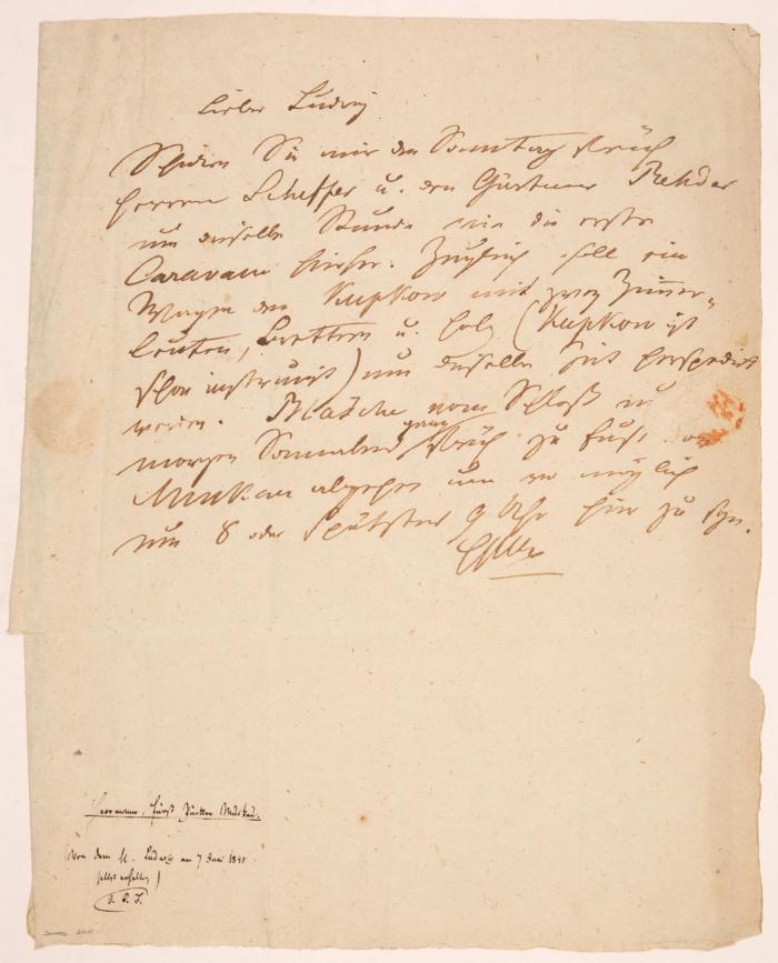 E. Brief m. U. an den Intendanturverwalter M. Ludwig.