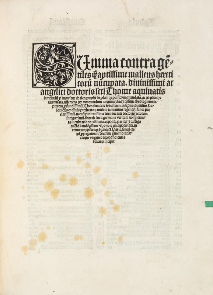 Summa contra ge[n]tiles qu[ae] aptissime malleus hereticoru[m] nu[n]cupata.