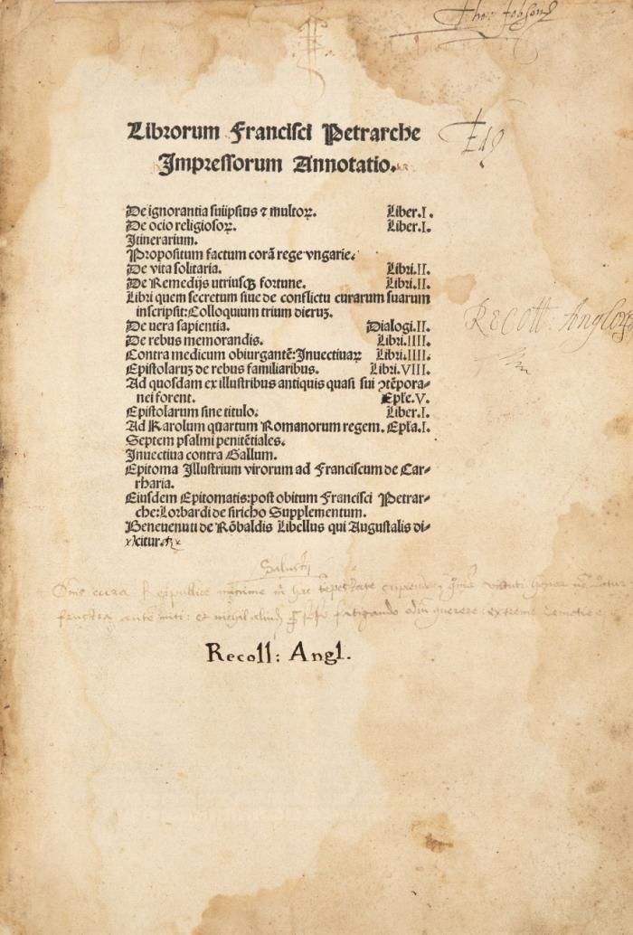 Librorum Francisci Petrarche Impressorum Annotatio. 2 Bde. in 1.