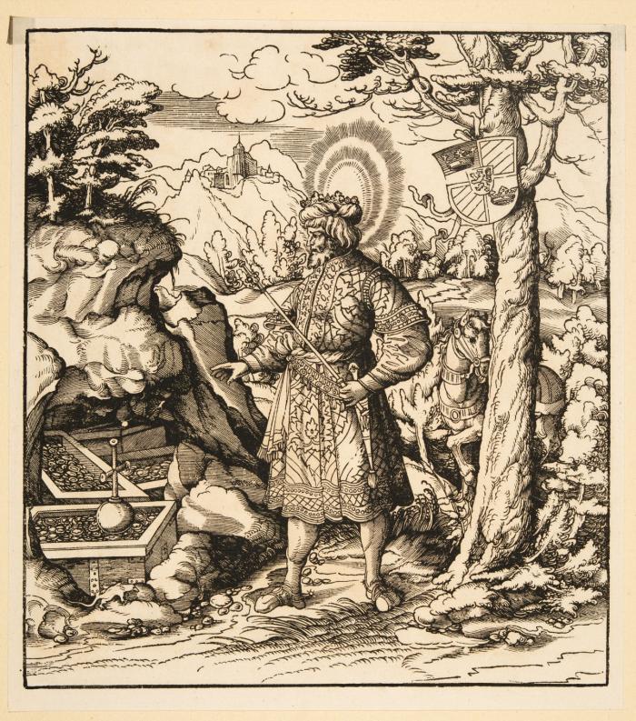 Heilige des Hauses Habsburg, dabei die Hl. Bathildis, Hl. Guntrammus, Hl. Jodok, Hl. Moduald, Hl. Trudpert. 1516-18.