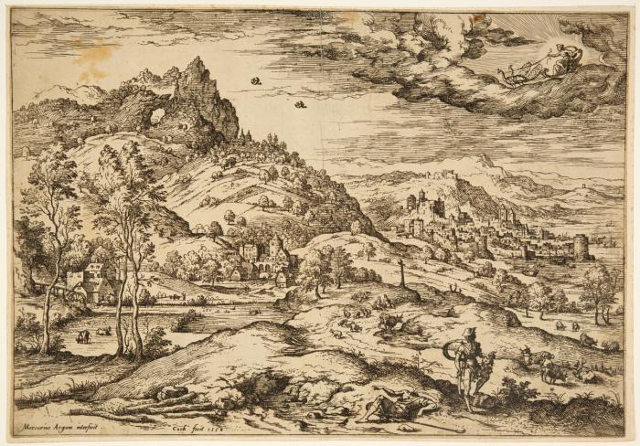 Landschaft mit Merkur mit dem Haupt des Argos. 1558.