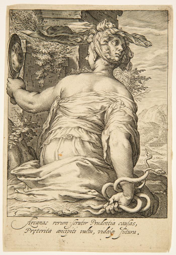 Glaube / Barmherzigkeit / Gerechtigkeit / Klugheit / Tapferkeit / Mäßigung. 1597.