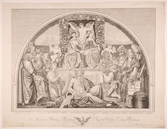 Allegorische Vorstellung auf die Vermählungsfeir ... des Kronprinzen Friedrich Wilhelm von Preussen mit ... der Prinzessin Elise von Bayern.