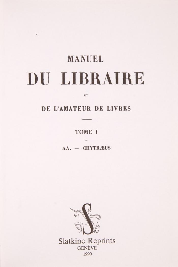 Manuel de libraire et de l'amateur de livres. 8 Bde.