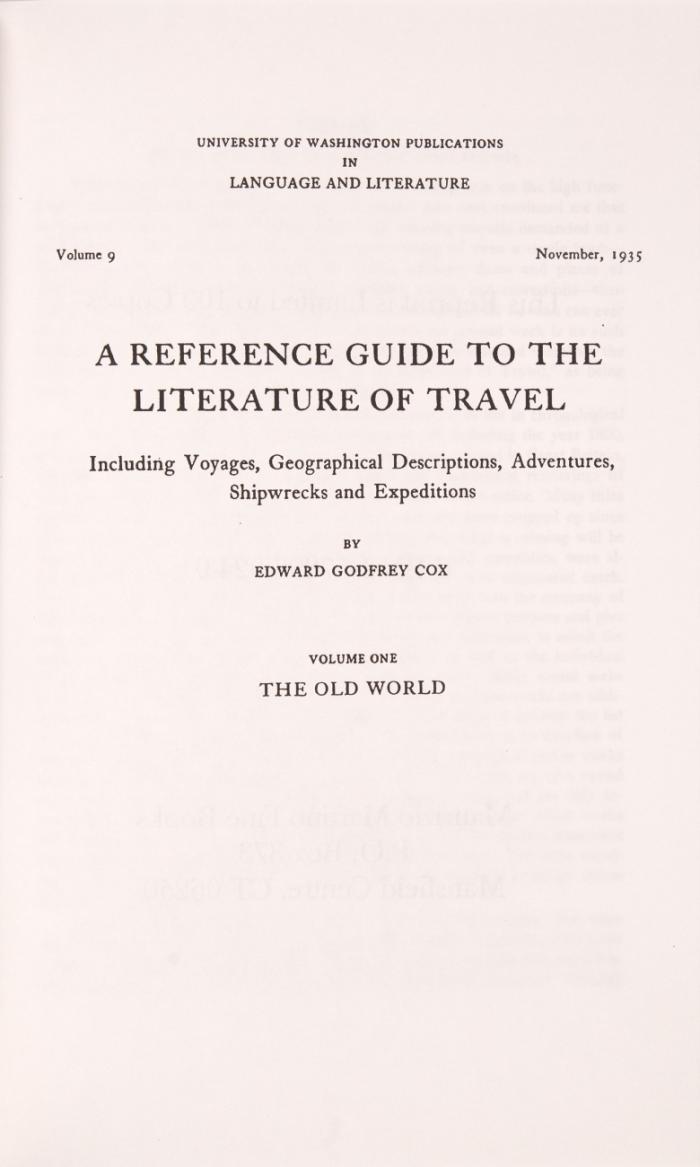 A reference guide to the literature of travel. Nachdruck der Ausgabe von 1935. 3 Bde.