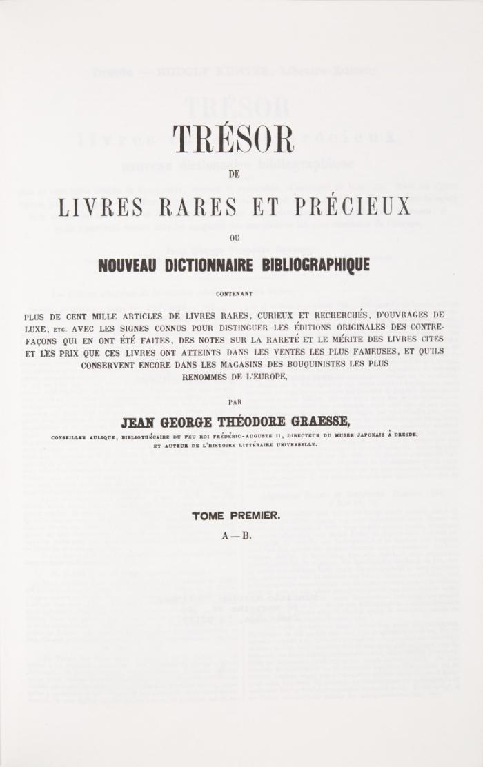 Trésor de livres rares et précieux. 8 in 4 Bdn.