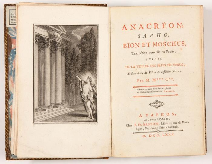 Traduction nouvelle en prose, suivie de la veillée des fêtes de Vénus, et d'un choix de pièces de différens auteurs.