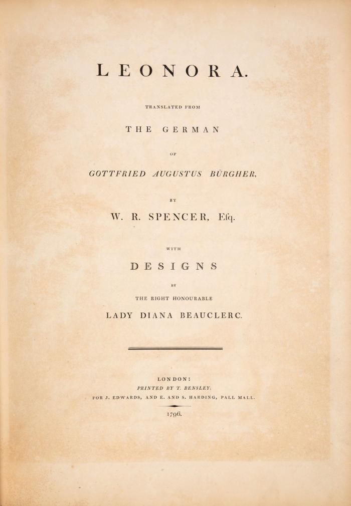 Zwei illustr. Werke in 1 Bd. 1) Bürgher, Gottfried August: Leonora; 2) The Fables of John Dryden.