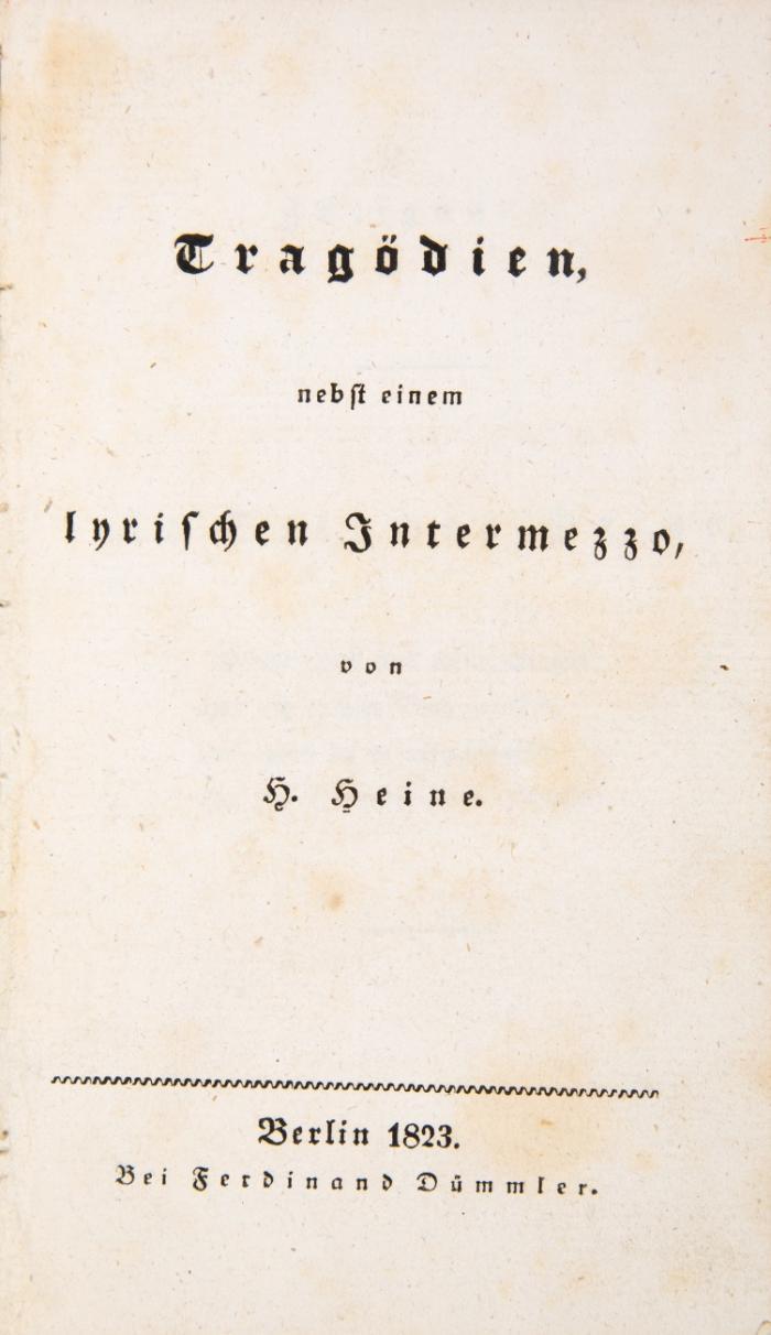 Tragödien, nebst einem lyrischen Intermezzo.