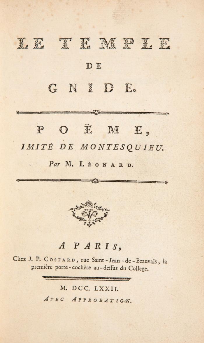 Le temple de Gnide. Poëme, imité de Montesquieu.