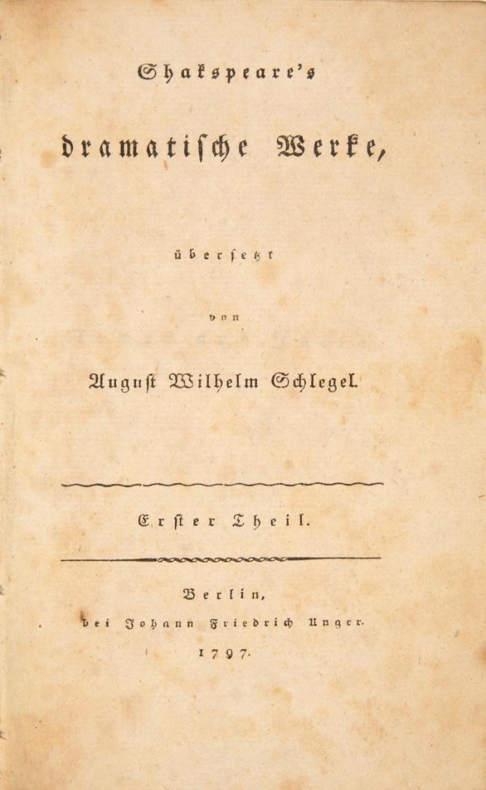 Shakespeare's dramatische Werke. Übers. von A. W. Schlegel. 9 Bde.