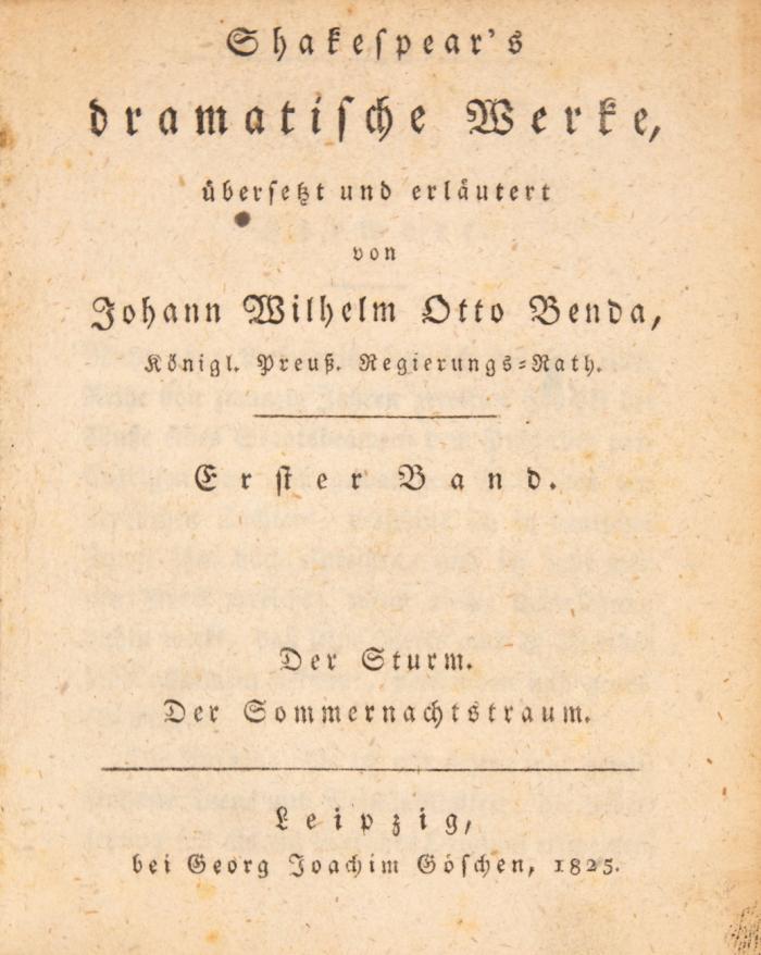 Dramatische Werke. Übersetzt und erläutert von Johann Otto Benda. 19 Bände.