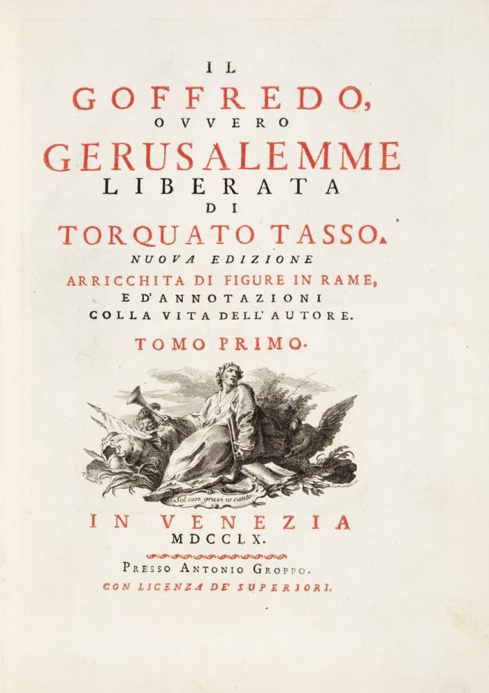Il Goffredo, ovvero Gerusalemme liberata. Nuova edizione, arrichita di figure in Rame, e d'annotazioni colla vita dell' autore. 2 Bde.