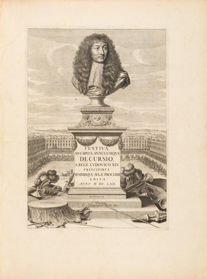 Festiva ad capita annulumque decursio, a rege Ludovico XIV. Principibus, summisque aulae proceribus edita anno M.DC.LXII. Scripsit gallicè Carolus Perrault: latinè reddidit, & versibus heroïcis expressit Spiritus Fléchier.