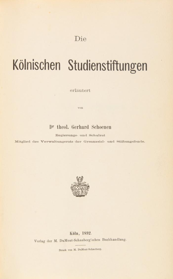 Die Kölnischen Studienstiftungen.