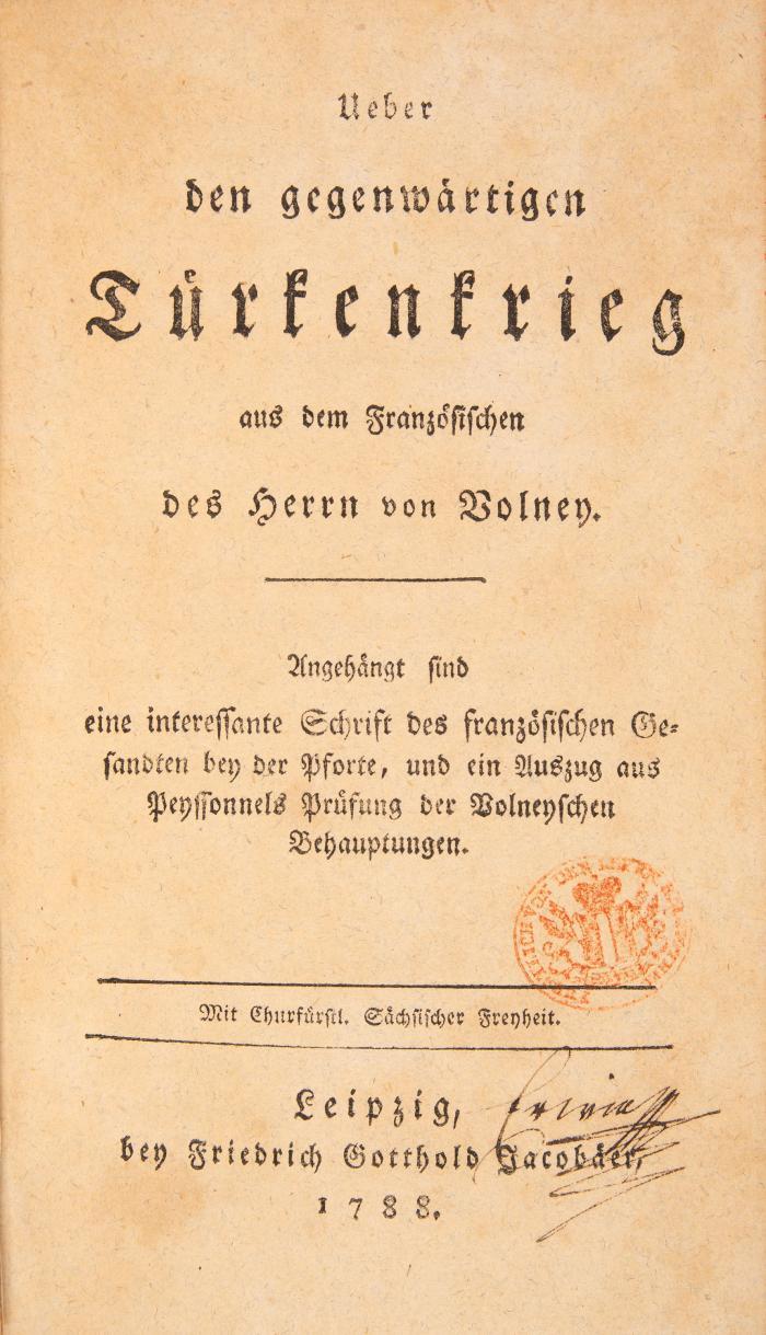 Ueber den gegenwärtigen Türkenkrieg. Aus dem Französischen.