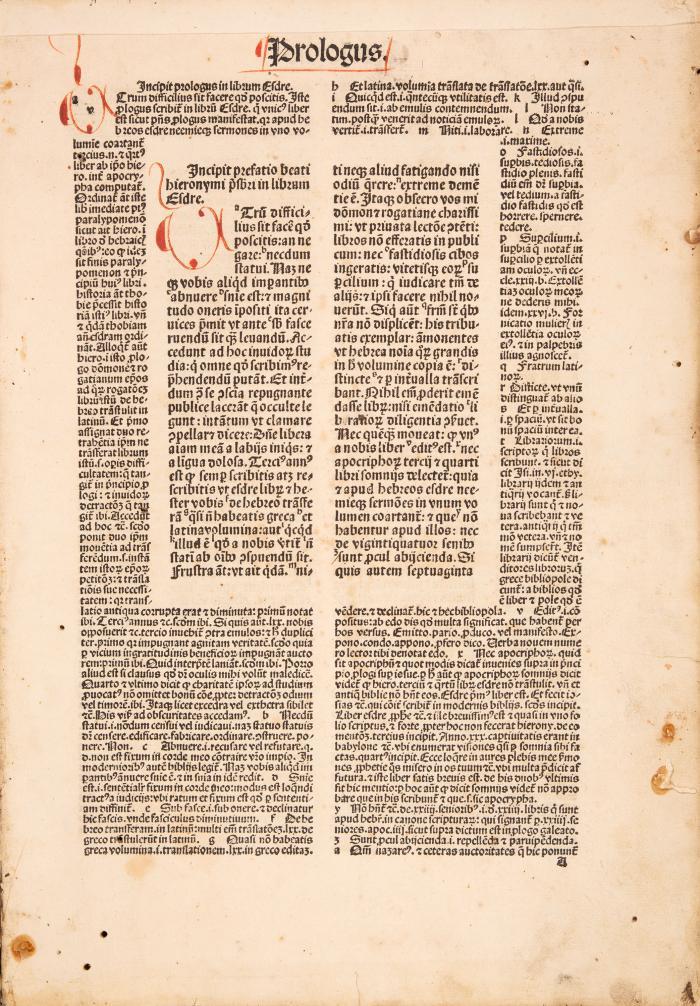 Biblia latina. - (Biblia cum postillis Nicolai de Lyra et expositionibus Guillelmi Britonis in omnes prologos S. Hieronymi et additionibus Pauli Burgensis replicisque Matthiae Doering). Tl. 2 (von 4).