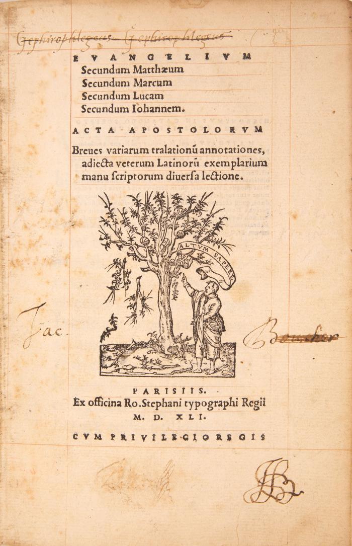 Biblia. - Evangelium ... Acta apostolorum ... (Angeb.:) Pauli apostoli epistolae ... Epistolae catholicae ... Apocalypsis B. Johannis.