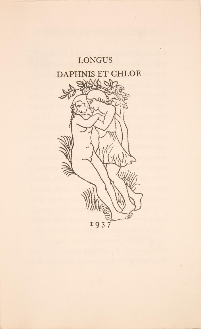 ARISTIDE MAILLOL
LONGUS: Les Pastorales de Longus ou Daphnis et Chloé, version d'Amyot revue et complétée par P.-L. Courier.