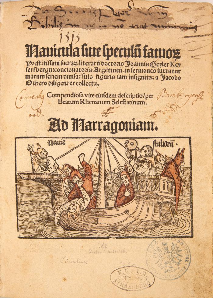 Navicula sive speculu(m) fatuoru(m) ... a Jacobo Othero diligenter collecta. Compendiosa vite eiusdem descriptio, per Beatum Rhenanum Selestatinum.