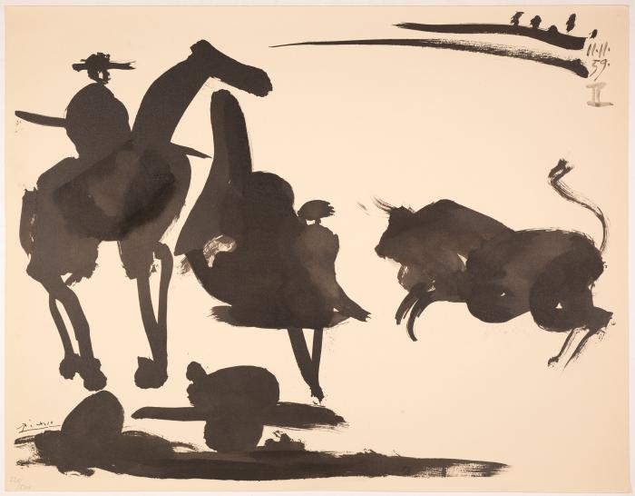 PABLO PICASSO
PABLO NERUDA: Toros. 15 lavis inédits. Poème de Pablo Neruda. Traduit par Jean Marcenac.