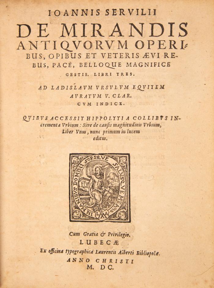 De Amphitheatro liber. In quo forma ipsa loci expressa & ratio spectandi. Cum aeneis figuris. 2 Tle. in 1 Bd. Antwerpen: Plantin 1589. 19 x 14,5 cm.