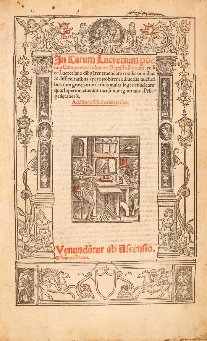 In Carum Lucretium poetam commentarii a Ioanne Baptista Pio editi.