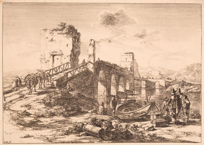 Ponte Molle / Die zwei Kühe am Fluss, Tivoli / Die Fischer am Tiber, nahe des Soracte