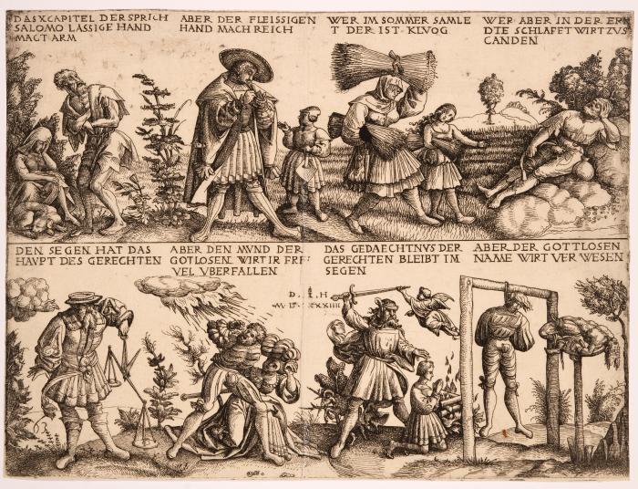 Illustrationen zu Sprichwörtern X, Verse 4-7.