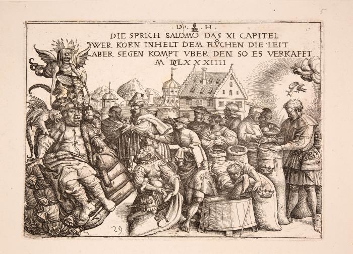 Illustrationen zu Sprichwörtern XI, Vers 26 (Die Getreidehorter)