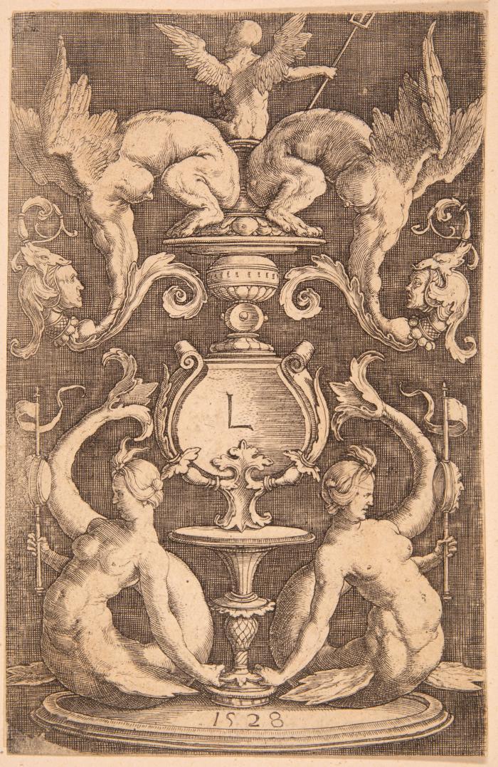 Ornamenttafel mit zwei Sirenen