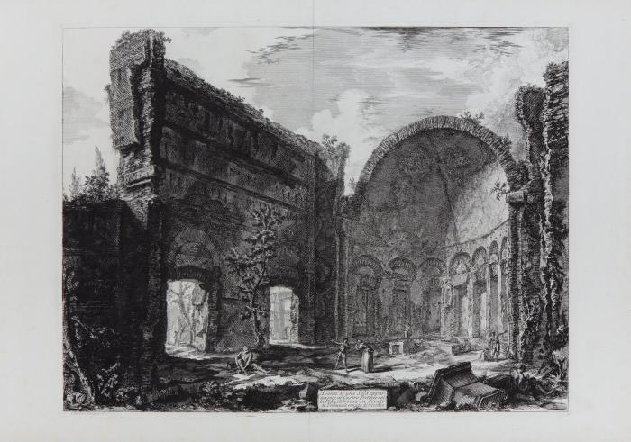 Avanzi di una Sala appartenente al Castro Pretorio nella Villa Adriana in Tivoli. A Tribunale ornato di nicchie