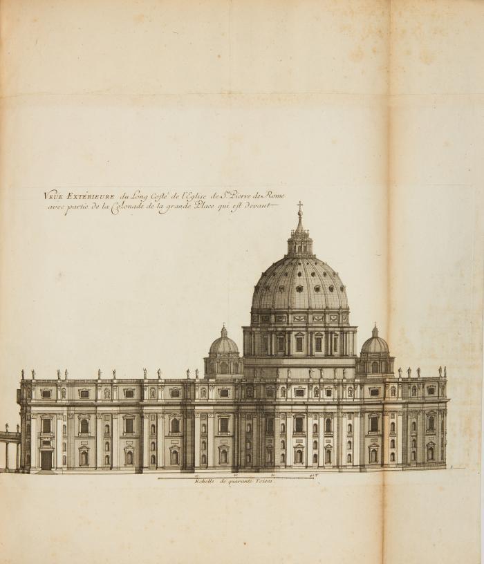 Desseins de toutes les parties de l'eglise de Saint Pierre de Rome.