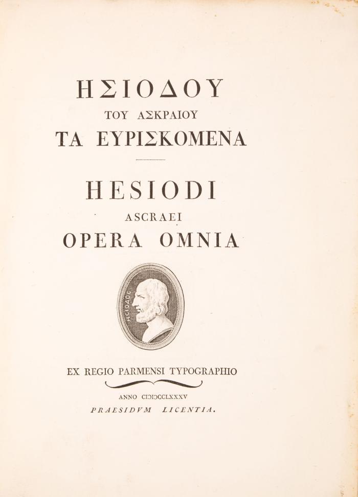 Bodoni. - Hesiod: Opera omnia (graece et latine). 2 Bde. in 1.