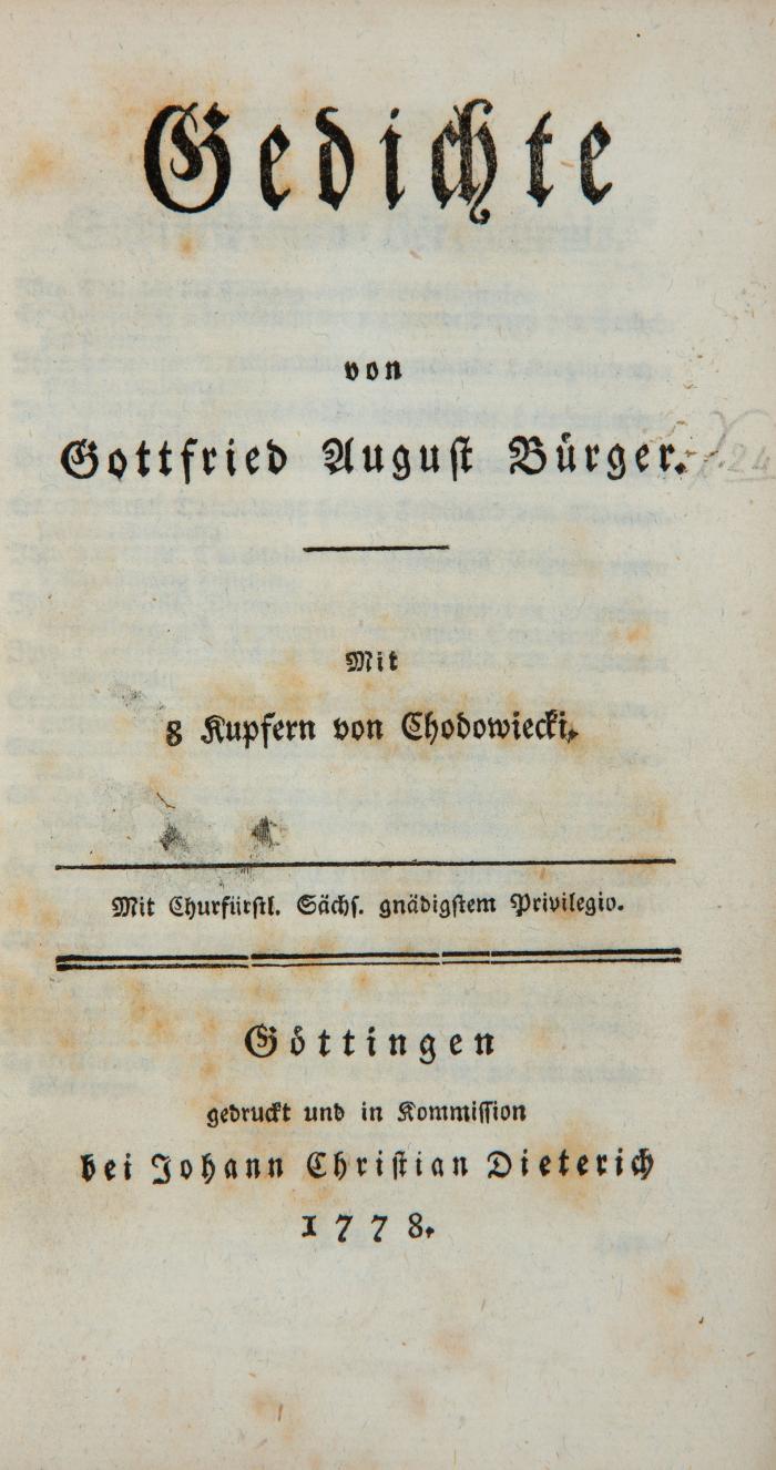 Bürger, Gottfried August: Sämmtliche Werke. 8 Bde. Berlin 1823-26./ Dazu 2 Bde Beilagen.