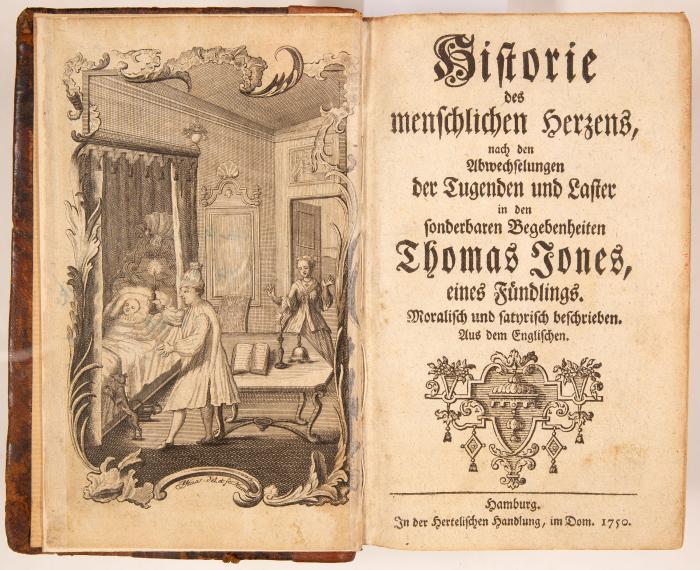 (Fleischer, Johann Michael): Der dänische Robinson oder die Reisen Niels Bygaard, eines gebohrnen Jutländers. Tle. 1-2 (von 4) in 1 Bd. Kopenhagen und Leipzig: F. C. Pelt (1750).